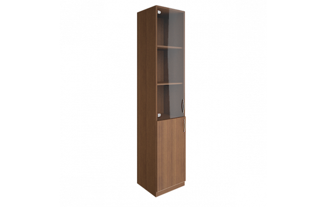 Шкаф пенал высокий узкий (1 низкая дверь ЛДСП, 1 средняя дверь стекло) В.СУ-1.2