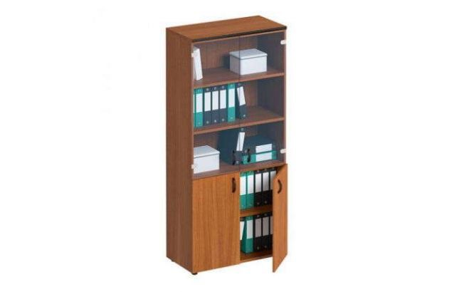 Шкаф высокий для документов со стеклянными прозрачными дверями ДР 983 ОФ