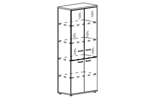 Шкаф высокий для документов со стеклянными дверьми в алюминиевой рамке (задняя стенка ДСП) А4 9390 МП