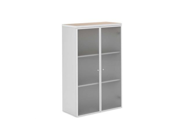 Шкаф средний со стеклянными дверьми в алюминиевой раме FLW323