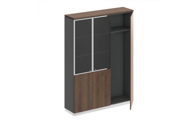 Шкаф высокий комбинированный (документы со стеклом - одежда узкий) СИ 310
