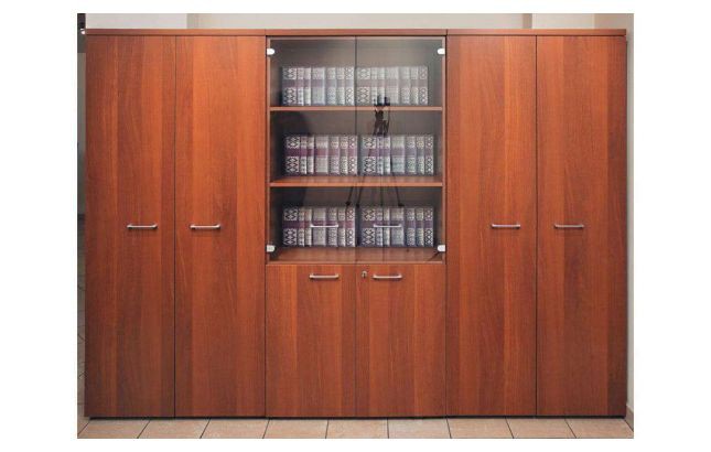 Шкаф высокий для документов со стеклянными прозрачными дверьми ПТ 983