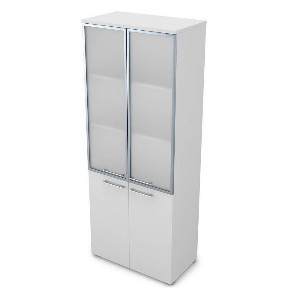 Шкаф высокий с двумя стеклянными дверьми в алюминиевой раме 9НШ.005.19