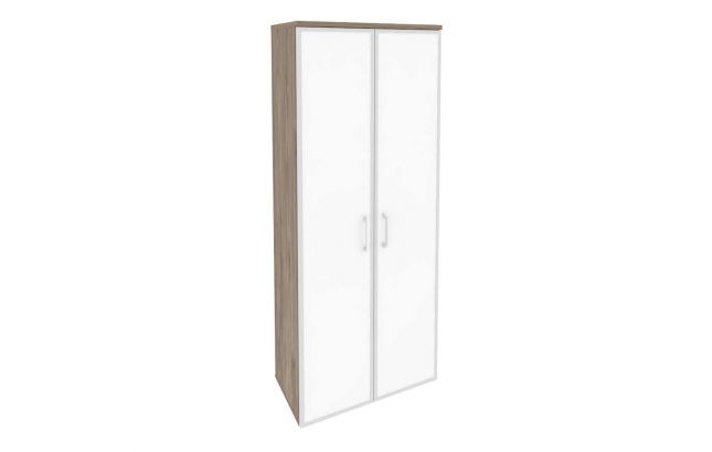 Шкаф высокий широкий (2 высоких фасада стекло лакобель в раме) O.ST-1.10R white/black