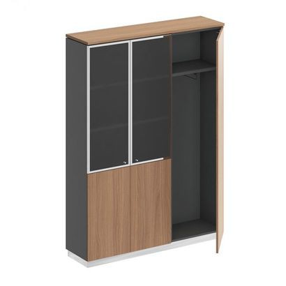Шкаф пенал высокий комбинированный для документов и одежды со стеклянными дверьми в рамке СИ 310