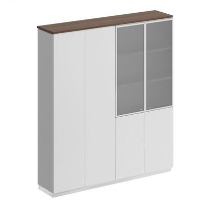Шкаф высокий комбинированный закрытый для одежды и документов со стеклянными дверьми в рамке СИ 314
