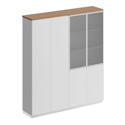 Шкаф высокий комбинированный закрытый для одежды и документов со стеклянными дверьми в рамке СИ 314
