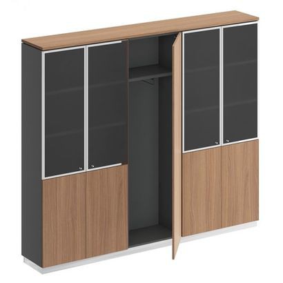 Шкаф пенал высокий для документов и для одежды закрытый со стеклянными дверьми в рамке СИ 317