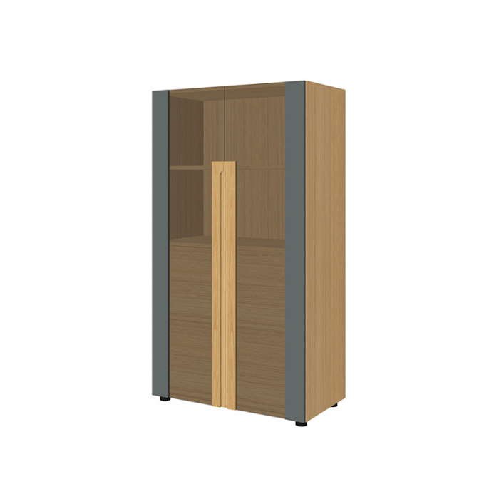 Шкаф средний стеллаж со стеклянными дверьми и боксом REM-44 + REM-02.2 + REM-51