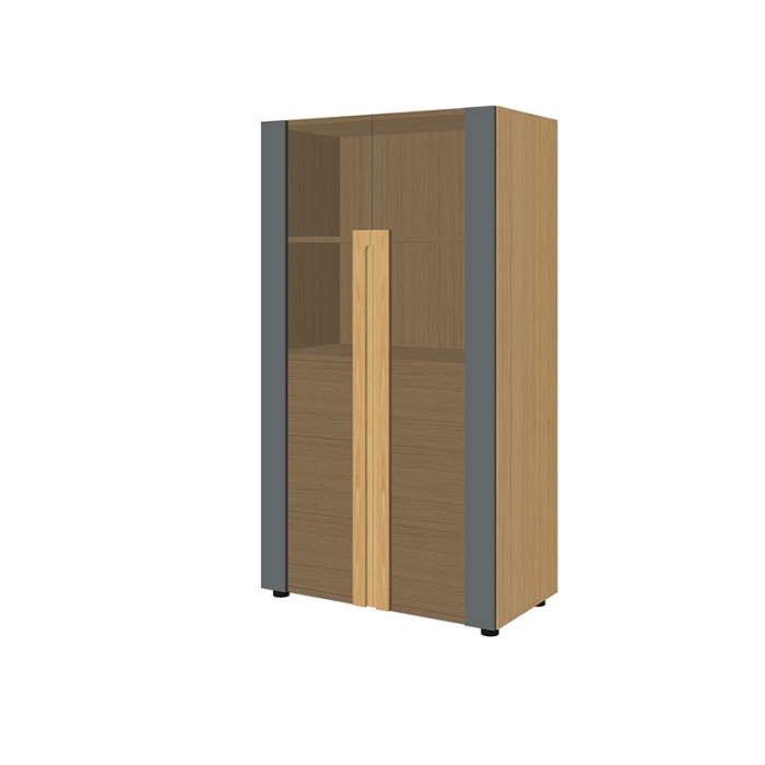 Шкаф средний стеллаж со стеклянными дверьми и боксом REM-44 + REM-02.2 + REM-52